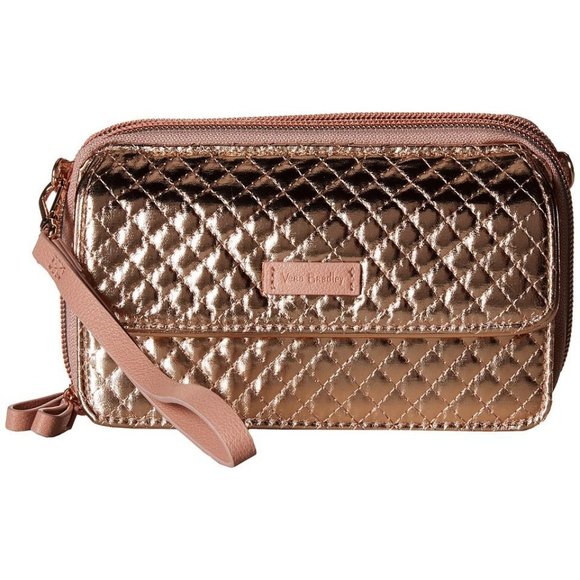 Vera Bradley Handbags - Vera Bradley Wristlet Iconic RFID All-in-One Crossbody (Rose Gold Shimmer) NWT